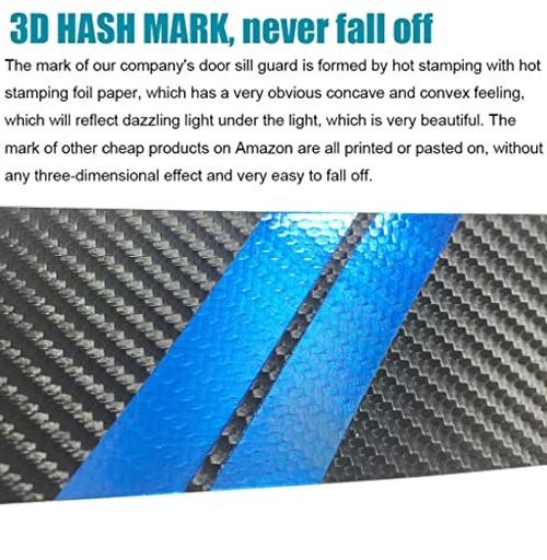 3D Hash Mark For Dodge 2010-2023 Challenger Carbon Fiber Style Leather BLUE