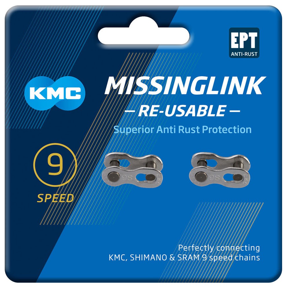KMC 9 Speed EPT MissingLink, Dark Silver, Pack of 2