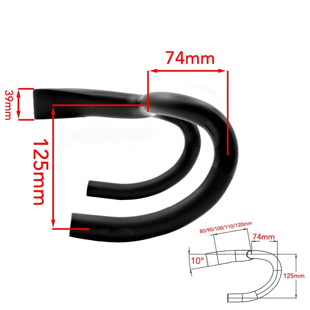 Full Carbon Integrated Road Bike Drop Bar -10 Degree Internal Cable 360mm-440mm