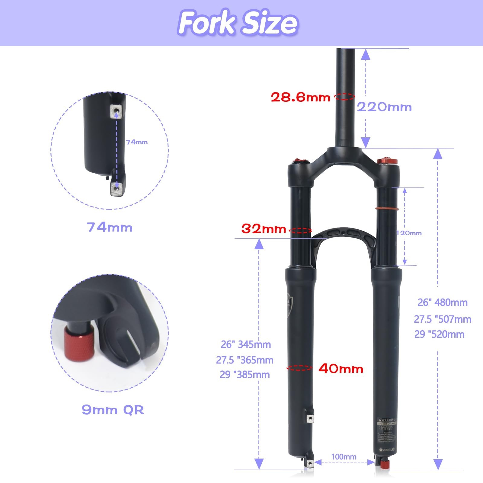 ZTZ Mountain Bike Fork,26 27.5 29 inch MTB Suspension Air Fork ，Rebound A
