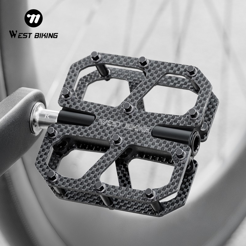 Bicycle Pedals Carbon Fiber Titanium Axle 3 Bearing Bicycle Pedals Black