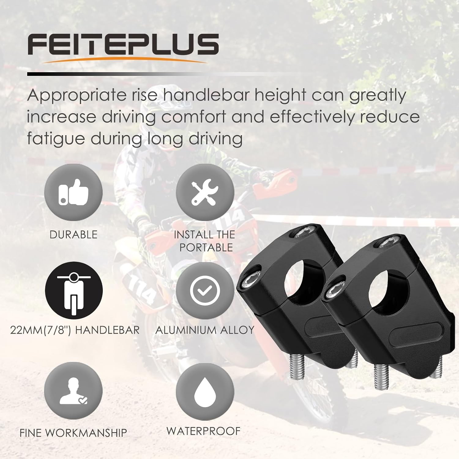 7/8″ Universal Handlebar Bar Risers Motorcycle Bar Clamps 7/8″ Bar For Motorbike