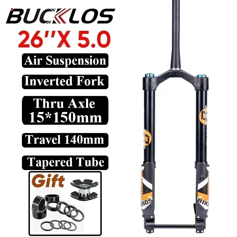20in Inverted Thru Axle Suspension Air Fork Travel 140mm Snow/Beach E-bike Fork