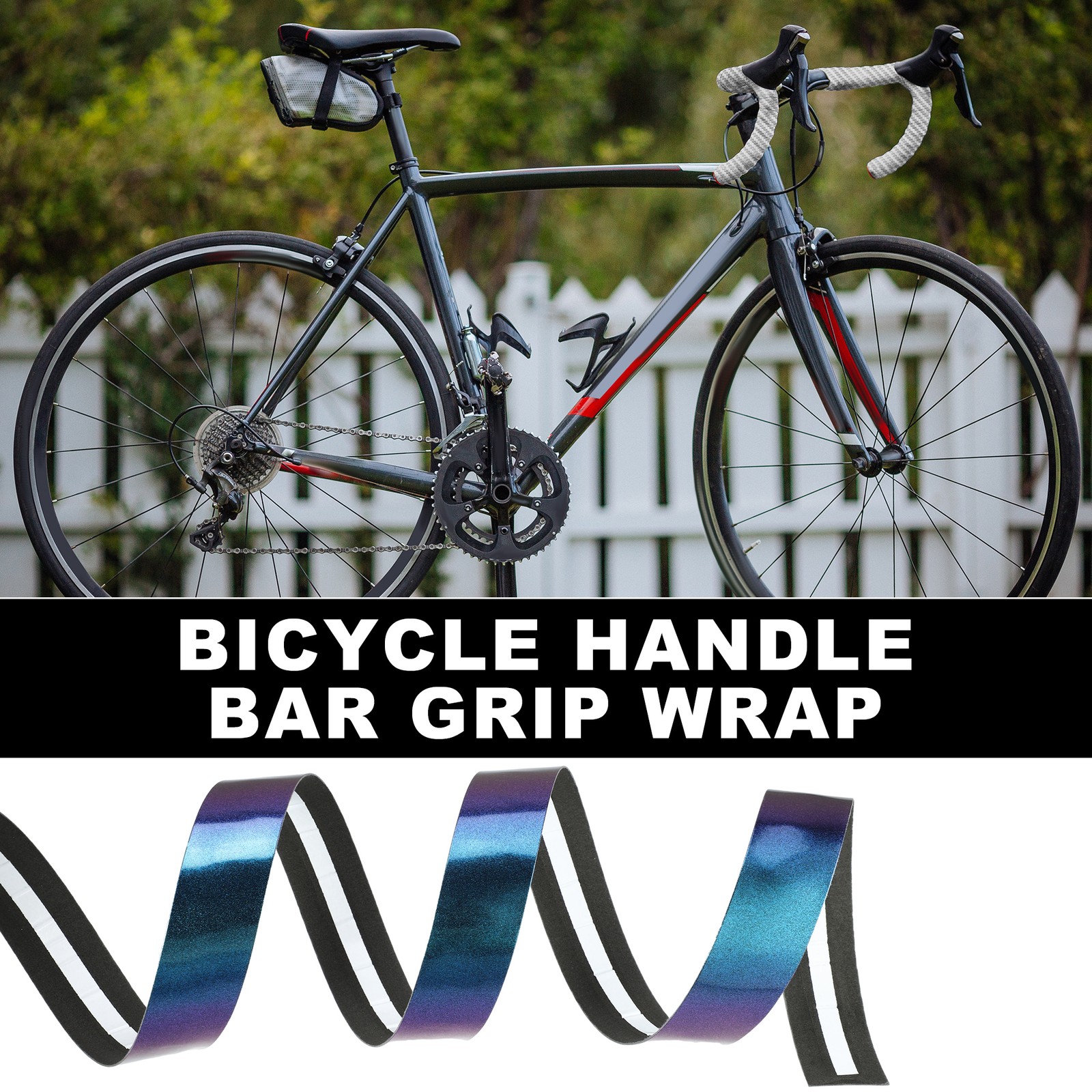 1 Pair Bike Handlebar Tapes Non-Slip with End Plugs for Road Bike Blue Purple