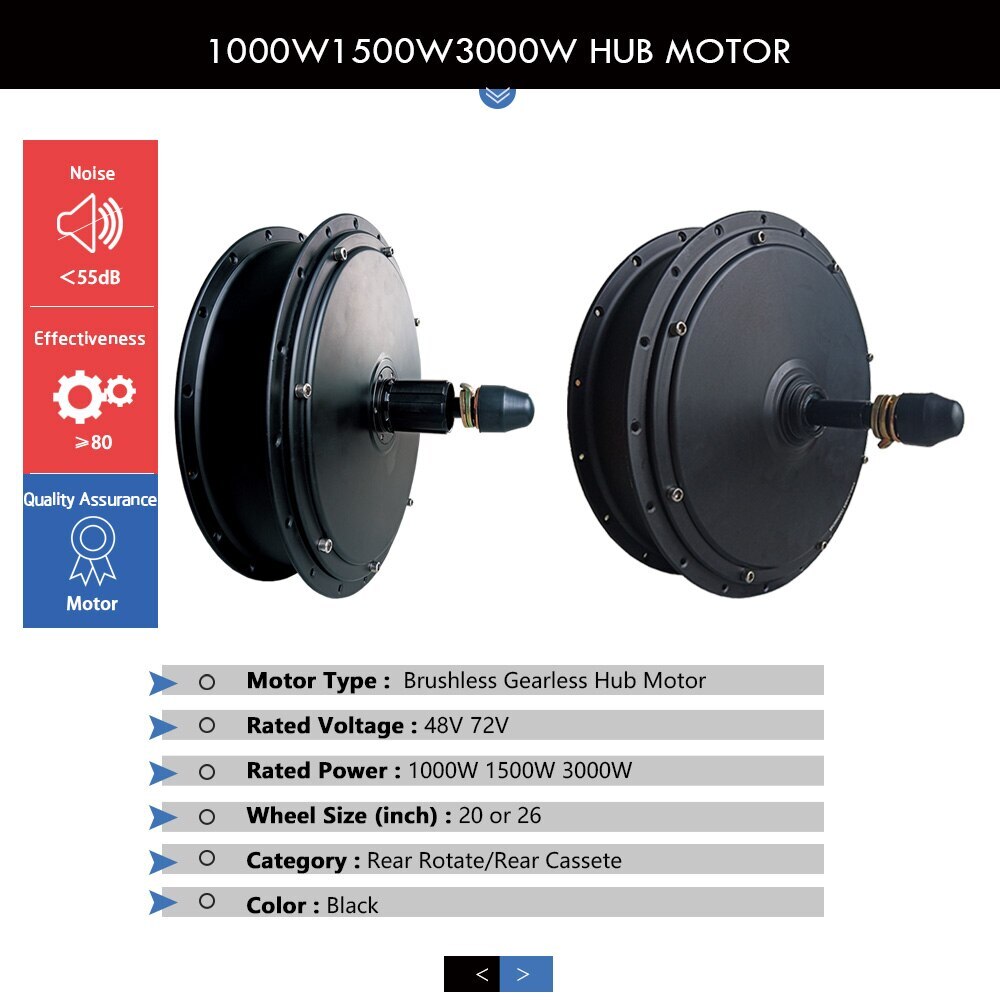 Fat Tire Bicycle 48V 1000W 1500W 72V 3000W Snow Ebike Brushless Gearless Motor