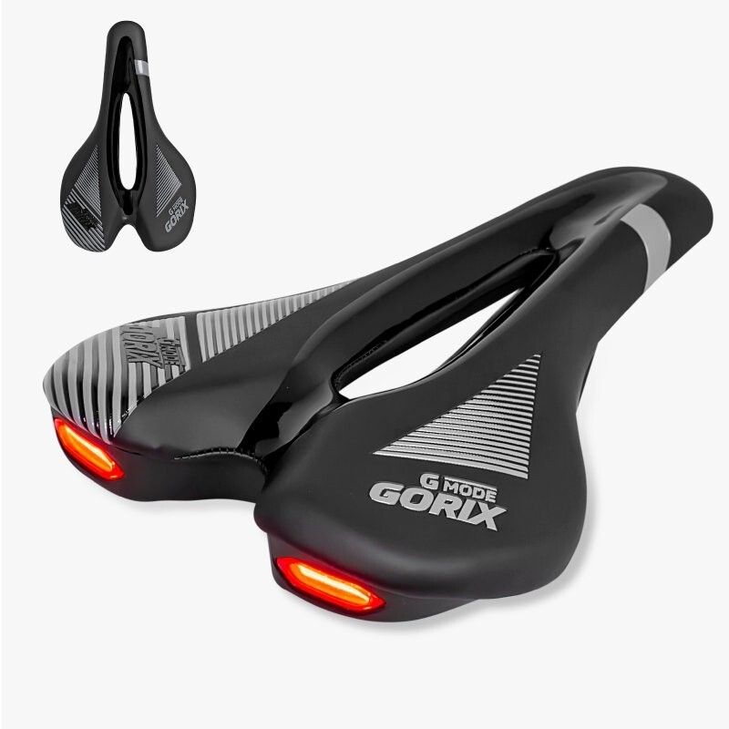 GORIX Bicycle Saddle GX-GMODE 340g PU Leather With Teal Light