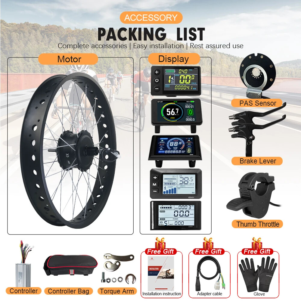 48V 750W 20/24/26in Snow Electric Bike Fat Rear Brushless Gear Hub Motor Wheel