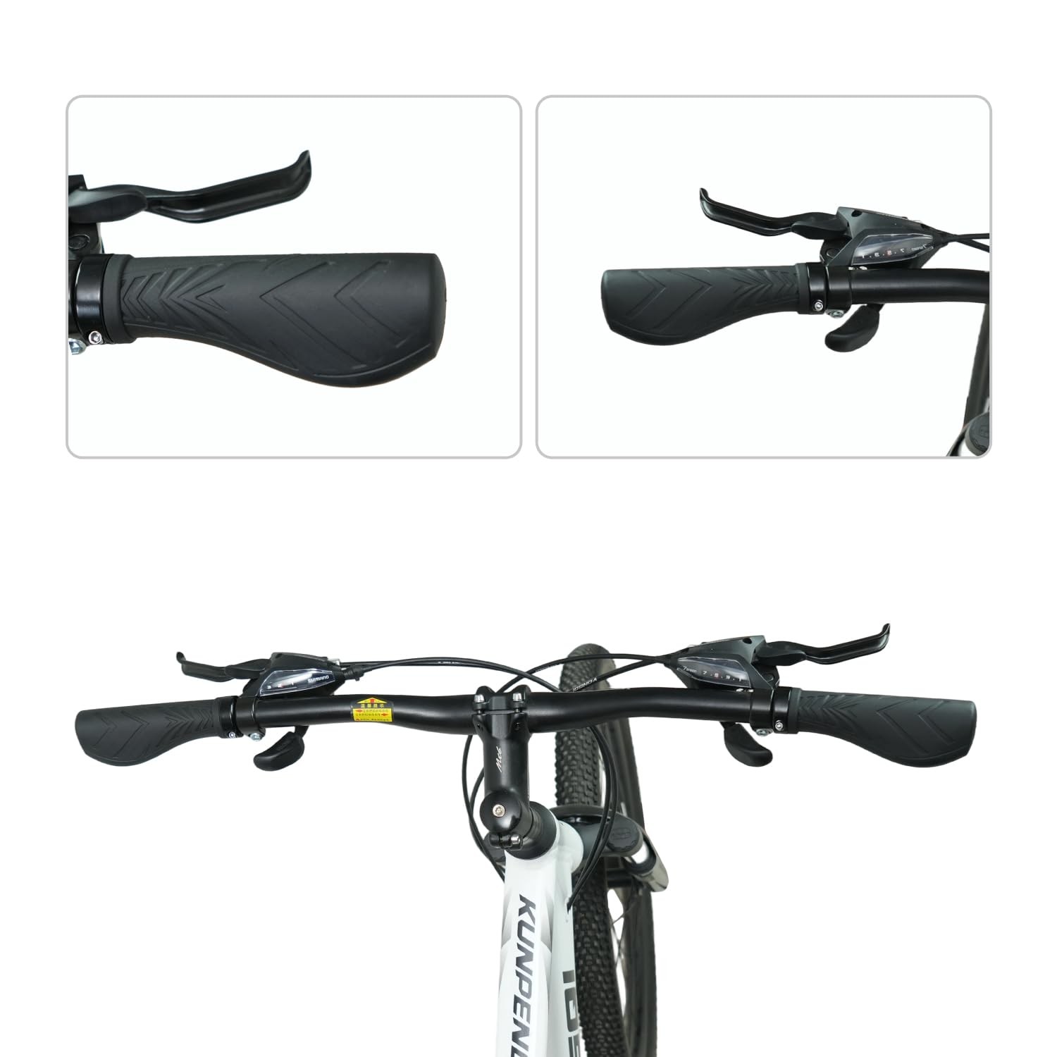 Ergonomic Bike Handlebar Grips G124BL, LockOn Bicycle Handle Grips with Alumi…