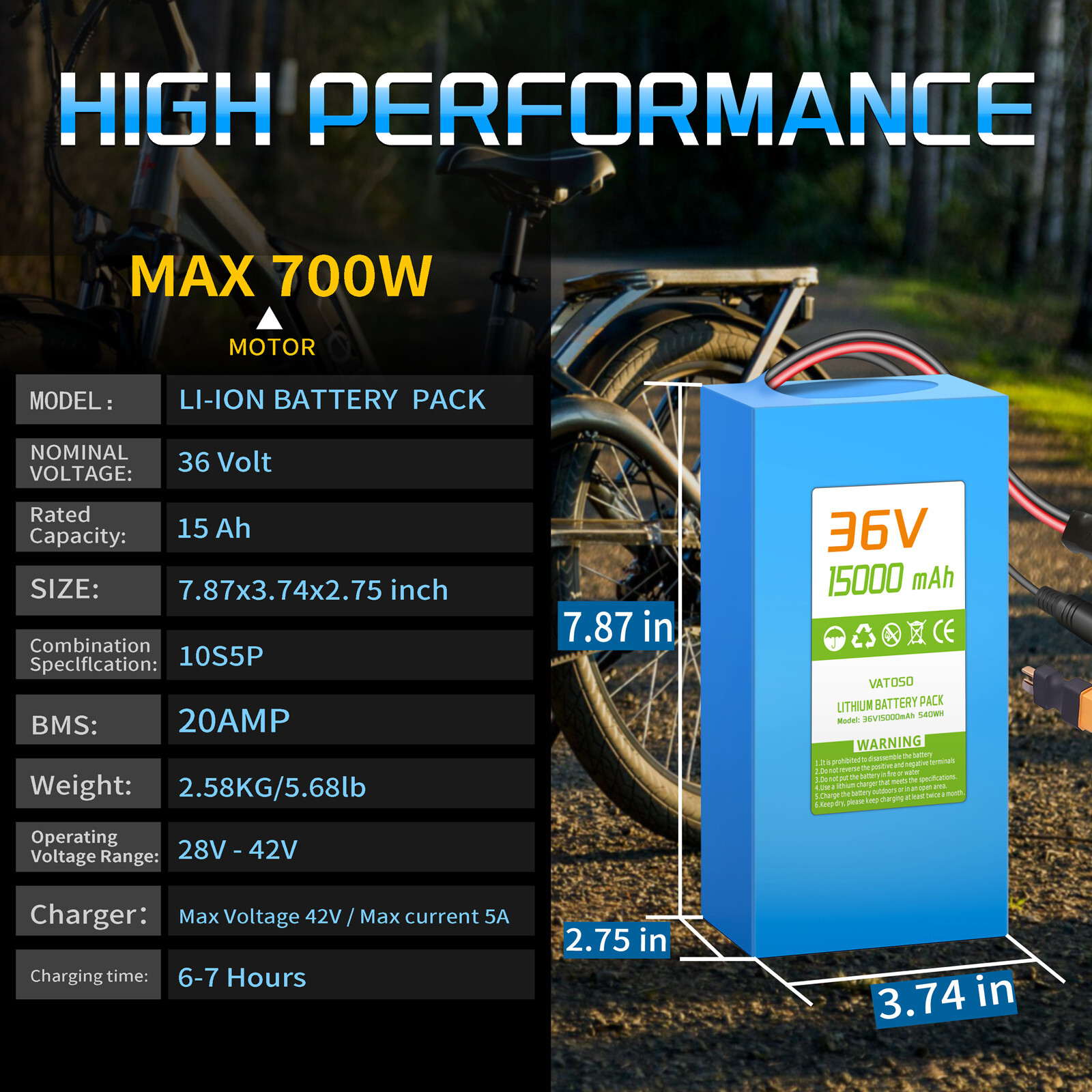 Ebike Battery 48V10AH Lithium for 200W-1000W Ebike Electric Bicycle