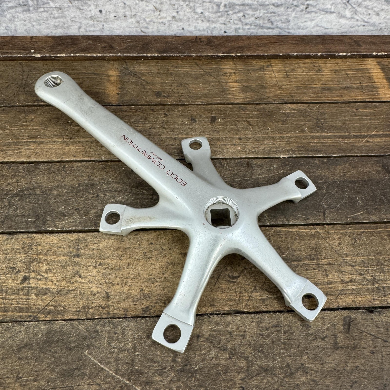 Vintage Edco Competition Crank Arm RIGHT 144 BCD Square Taper Silver Road Swiss