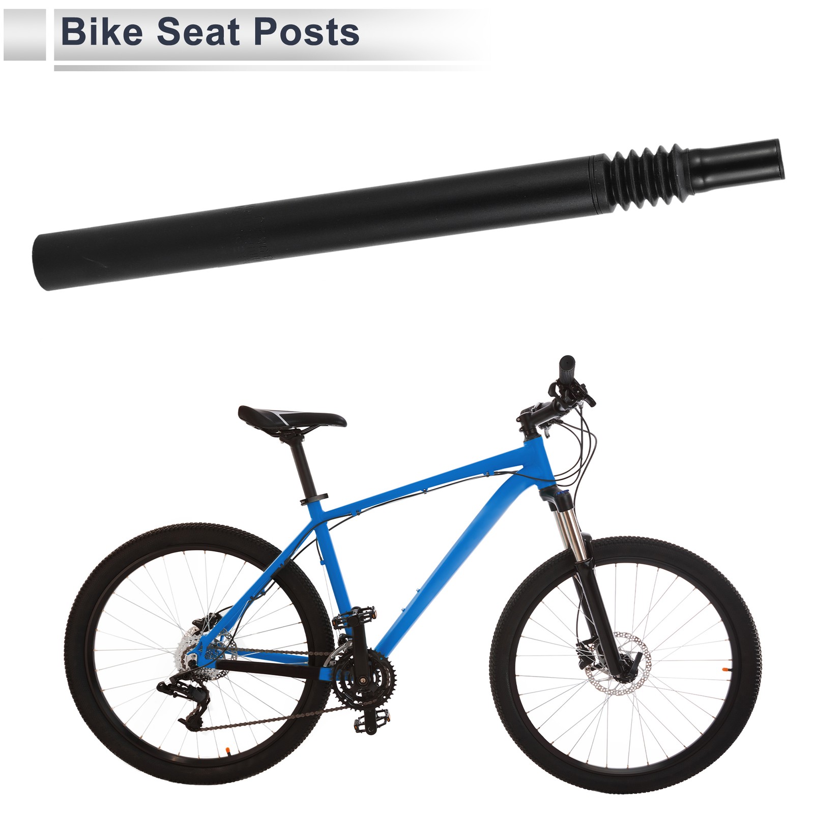 Bike Seat Posts 33.9x400mm Shock-absorbing Saddle Post Seat Black Aluminum Alloy