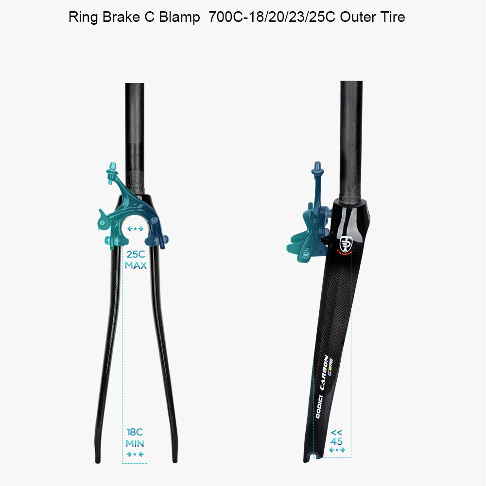 700C Carbon Fiber Fork 1-1/8 in Rigid Rim Brake Road Bike Frok Racing QR 100*9mm