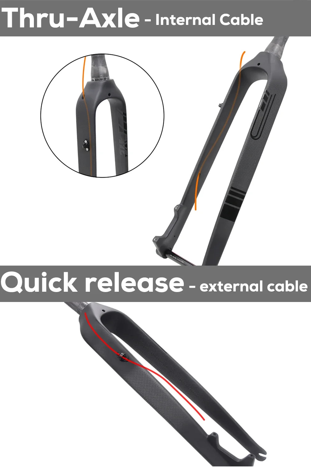 Full Carbon MTB Rigid Fork 26 27.5 29er Straight Tapered Tube 15*100mm Thru Axle