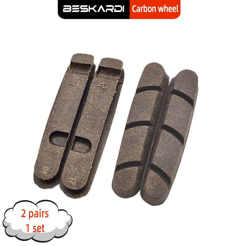 2Pairs 4Pcs Road Bike Brake Pad Bicycle Carbon Wheel Cork Wood Block Shoes Brake