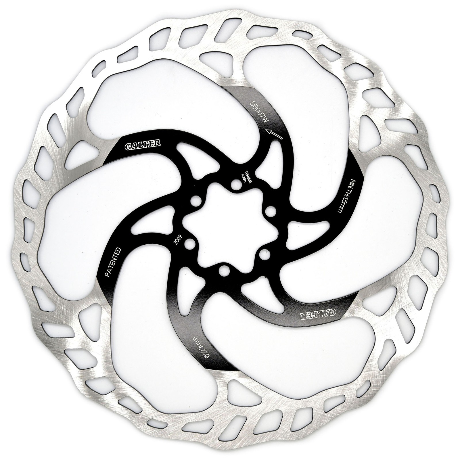 Galfer 203mm Rotor, 6-Bolt , 2.0mm, Wave, Black/Silver