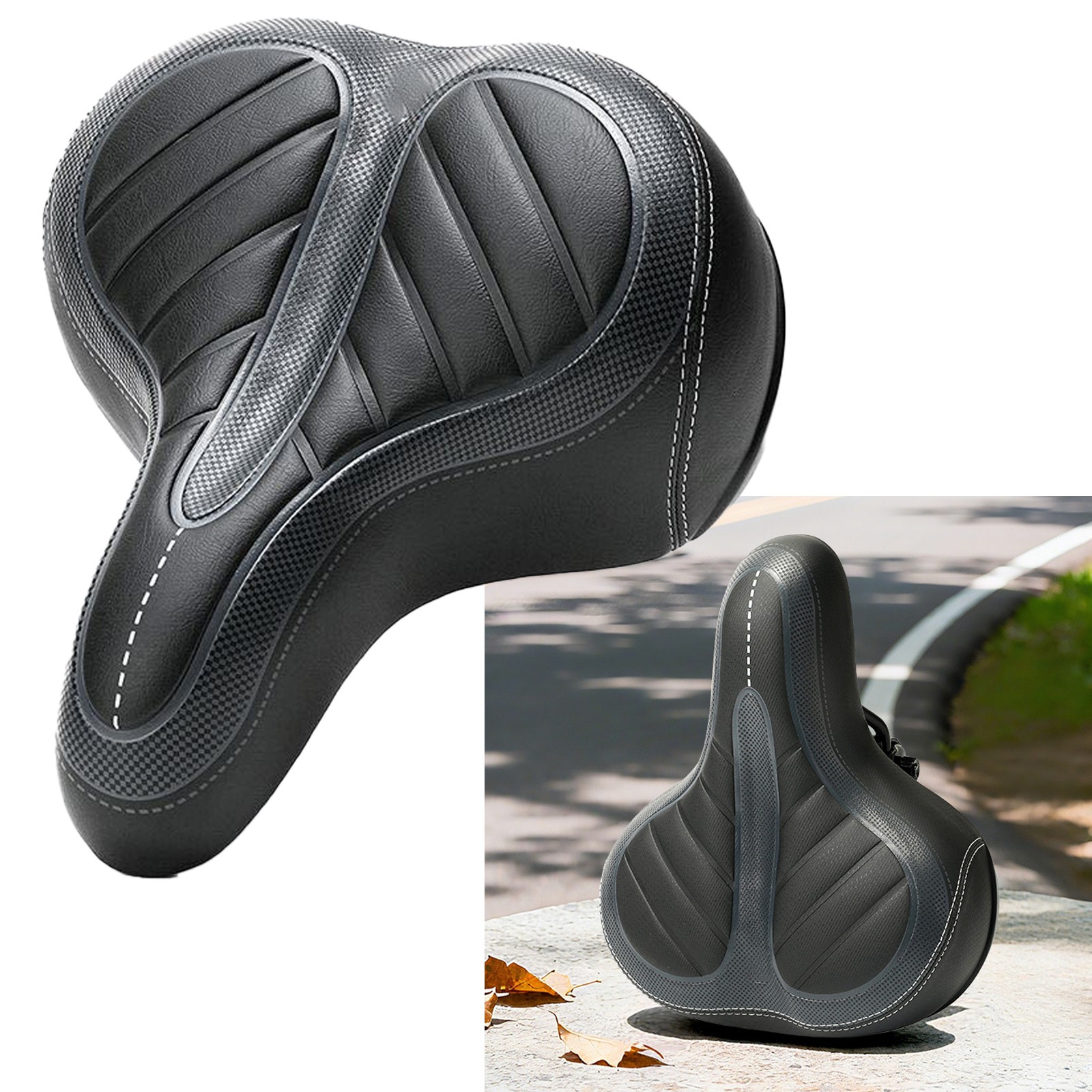 For bike Extra Wide Big Bum Bike Saddle Seat Bicycle Gel Pad Soft Comfortable
