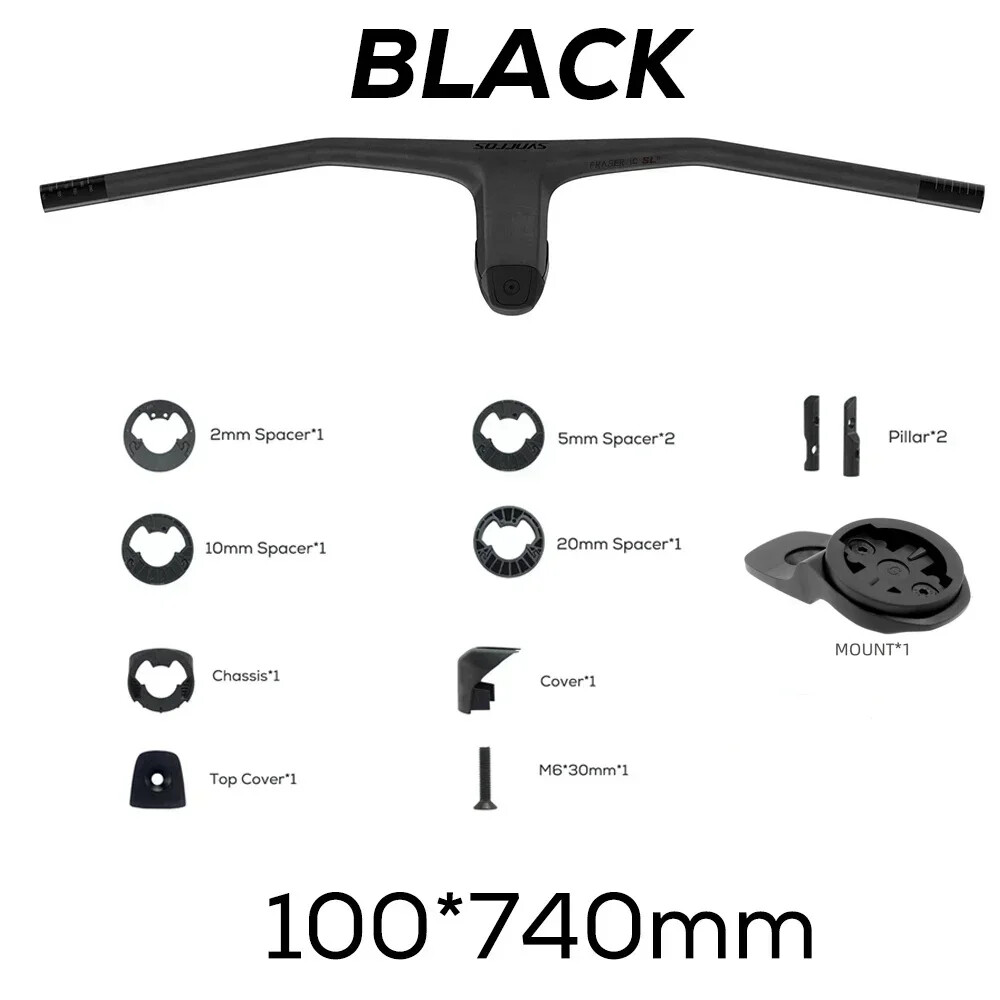 -20 Degrees Full Carbon Fibre MTB Bicycle Integrated Cockpit Handlebar 740MM