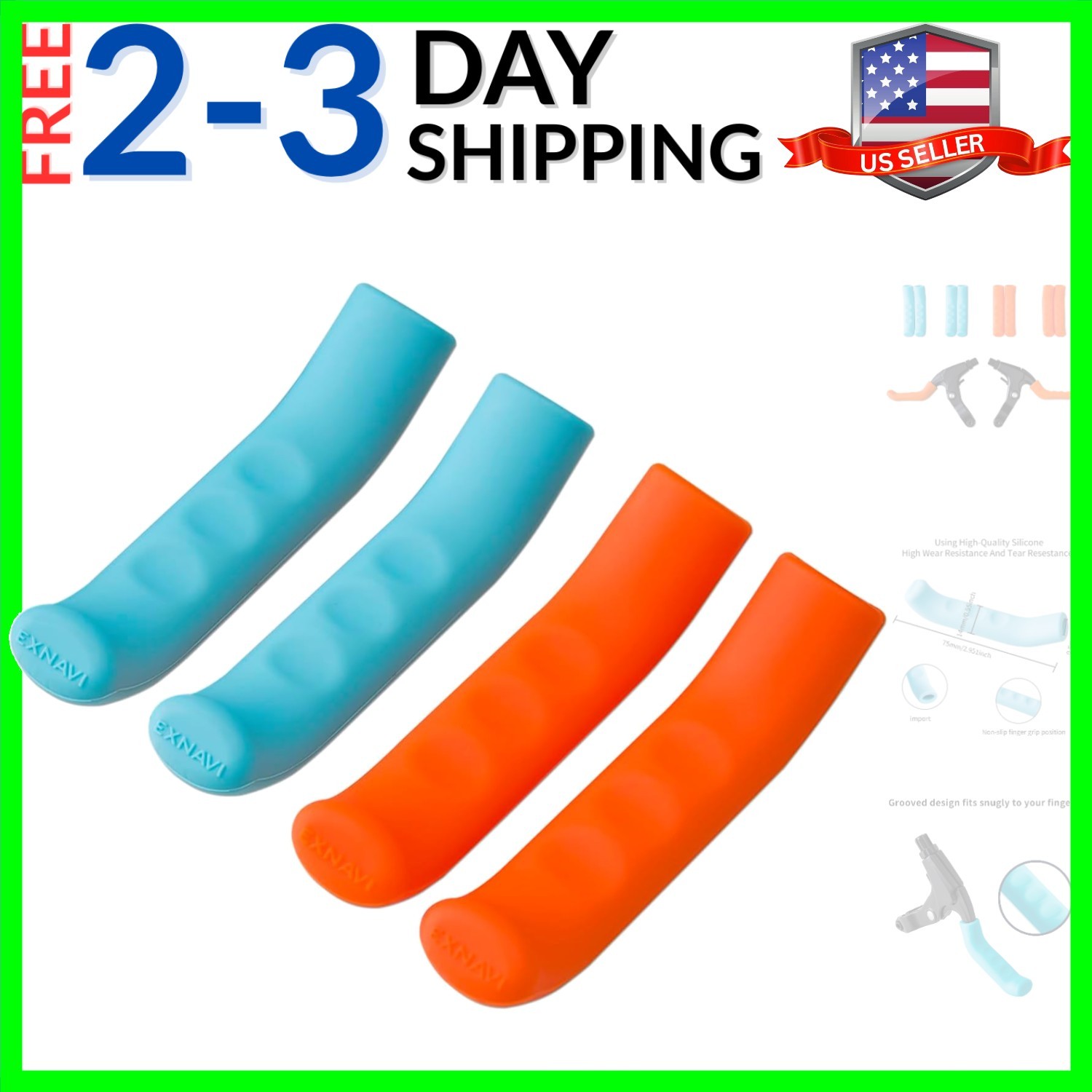 2 Pairs Silicone Brake Lever Covers for Bikes – Anti-Slip Handle Sleeves, Fit…