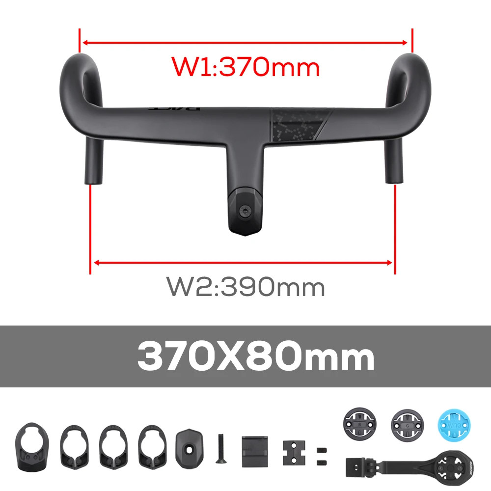 Full Carbon Road Bike Integrated Cockpit Handlebar Internal Cable 370mm-430mm