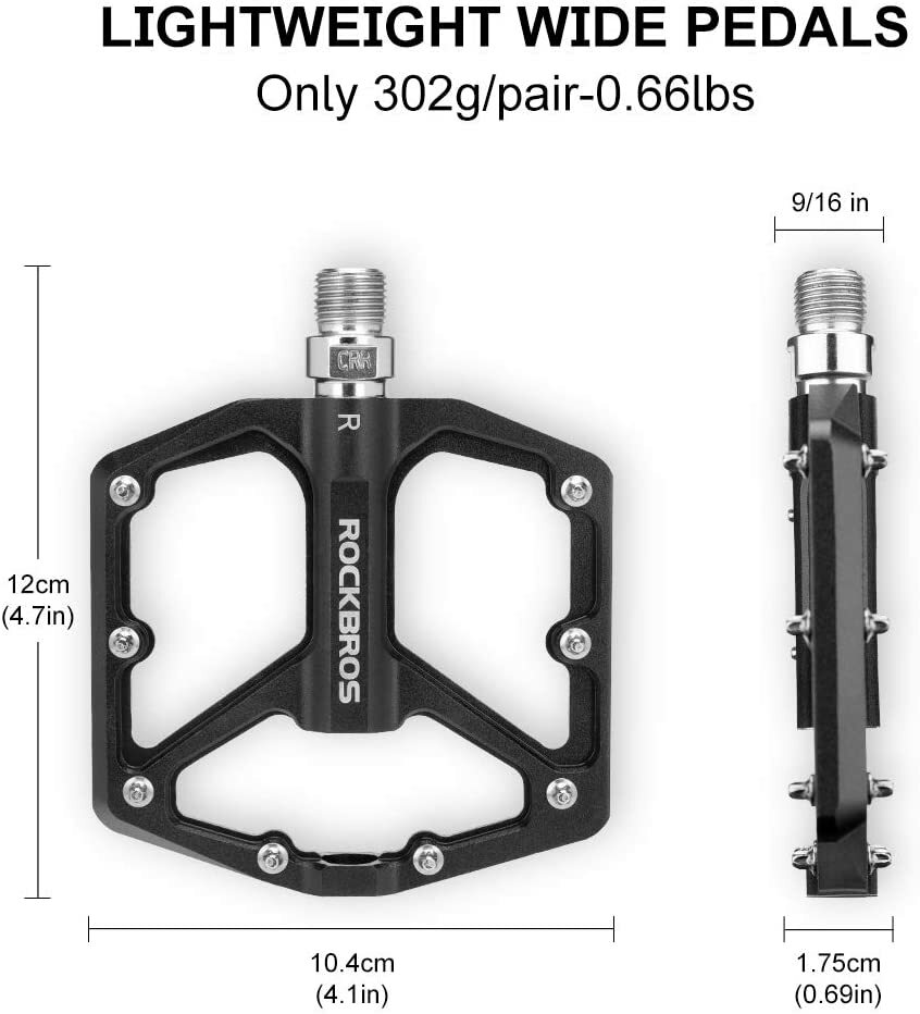 ROCKBROS MTB Bike Platform Pedals Aluminum Bicycle Cycling Sealed Bearing Pedals