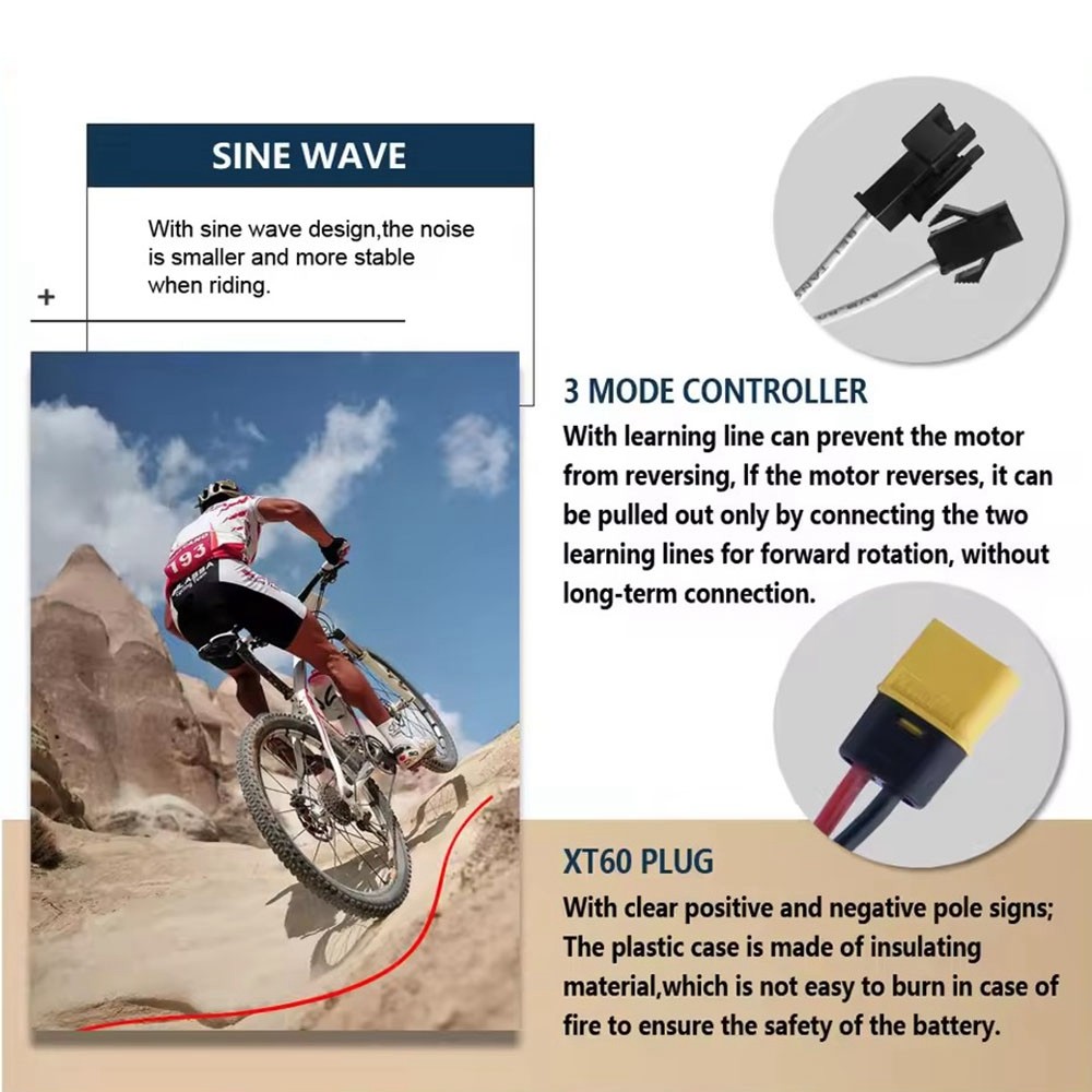 36V 48V 52V Electric Bike Controller Sinewave with LCD Display & Pedal Sensor