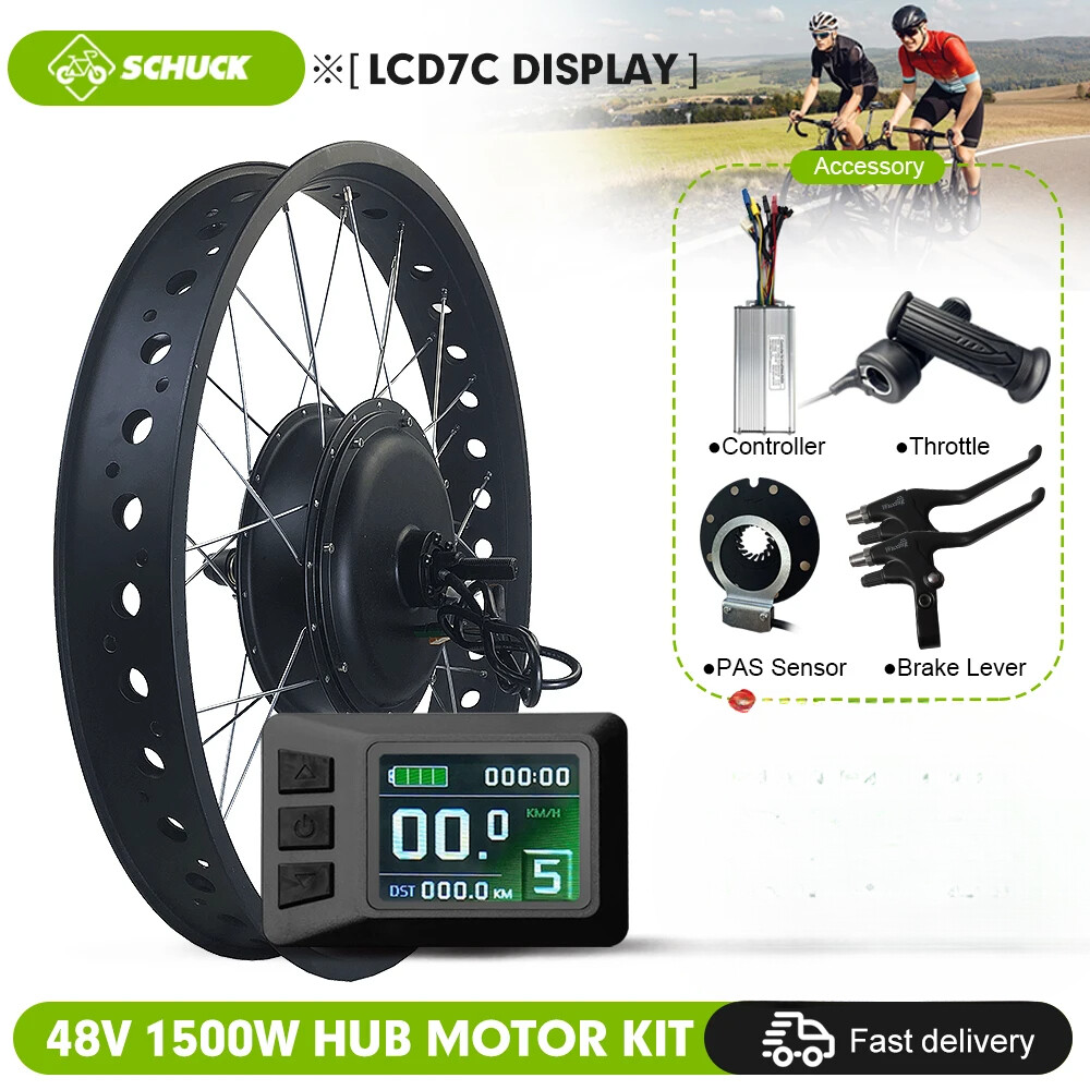 48V 1500W Snow E-bike Fat Brushless Gearless 20 24 26inch Rear Rotate Hub Motor