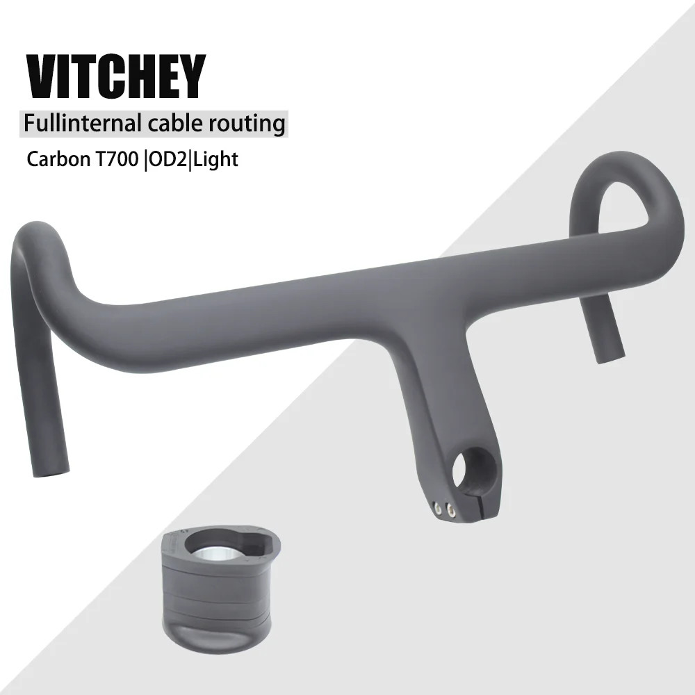 -17° Carbon Road Bike Integrated Drop Bar Supports Internal Cable Routing