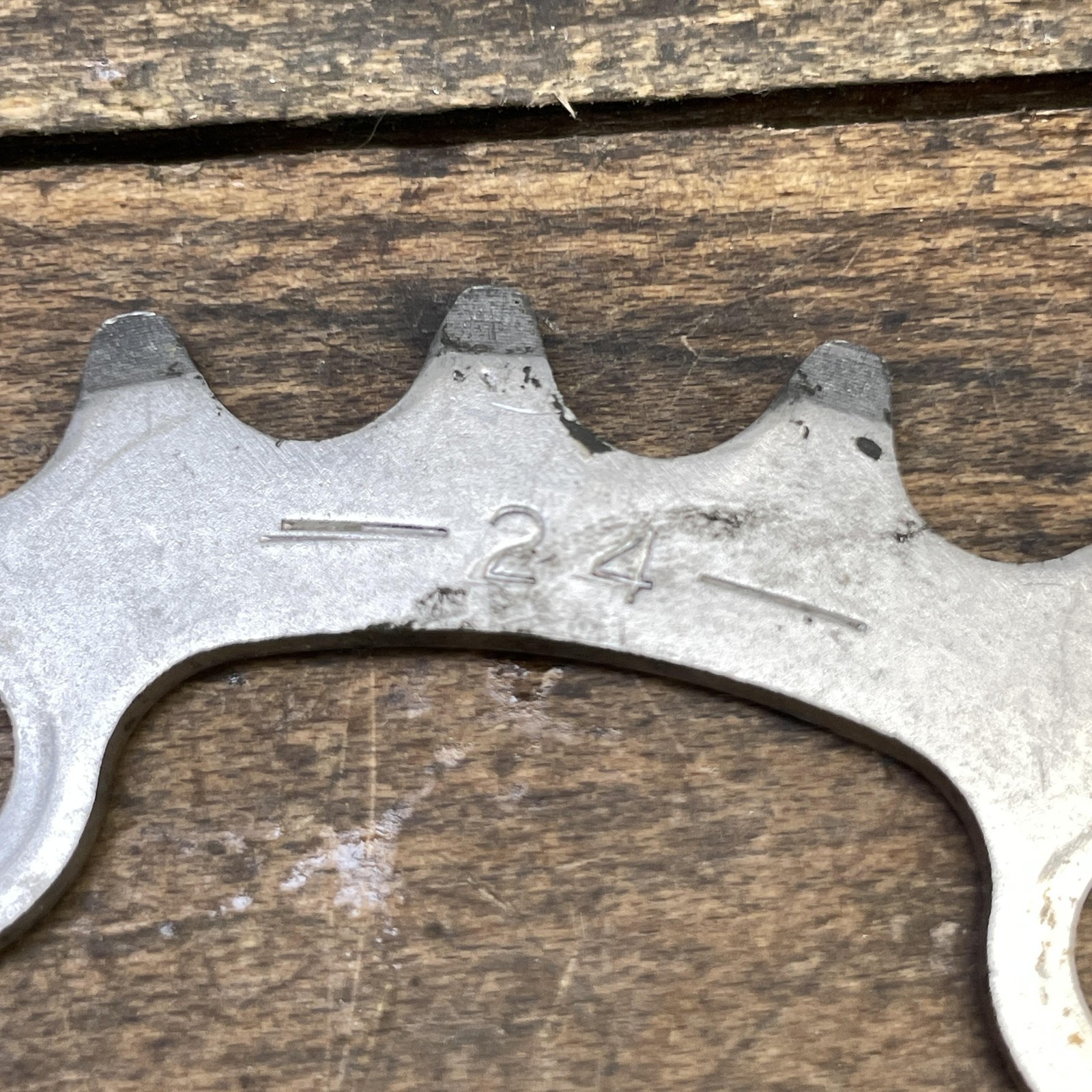 Vintage Sakae Ninja 24T Inner Chainring 74 BCD 5-Arm Silver Steel MTB GRanny