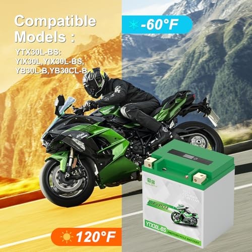 YTX30L-BS Lithium Motorcycle Battery, 12.8V 12AH 850 CCA NEW-YTX30L-12AH