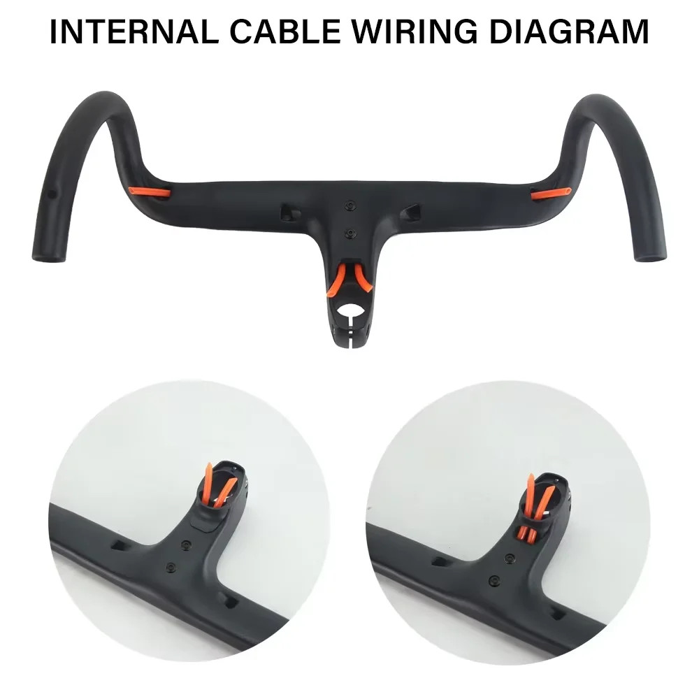 Road Bike Carbon Internal Cable Integrated Bicycle Handlebar Cockpit 360mm-380mm
