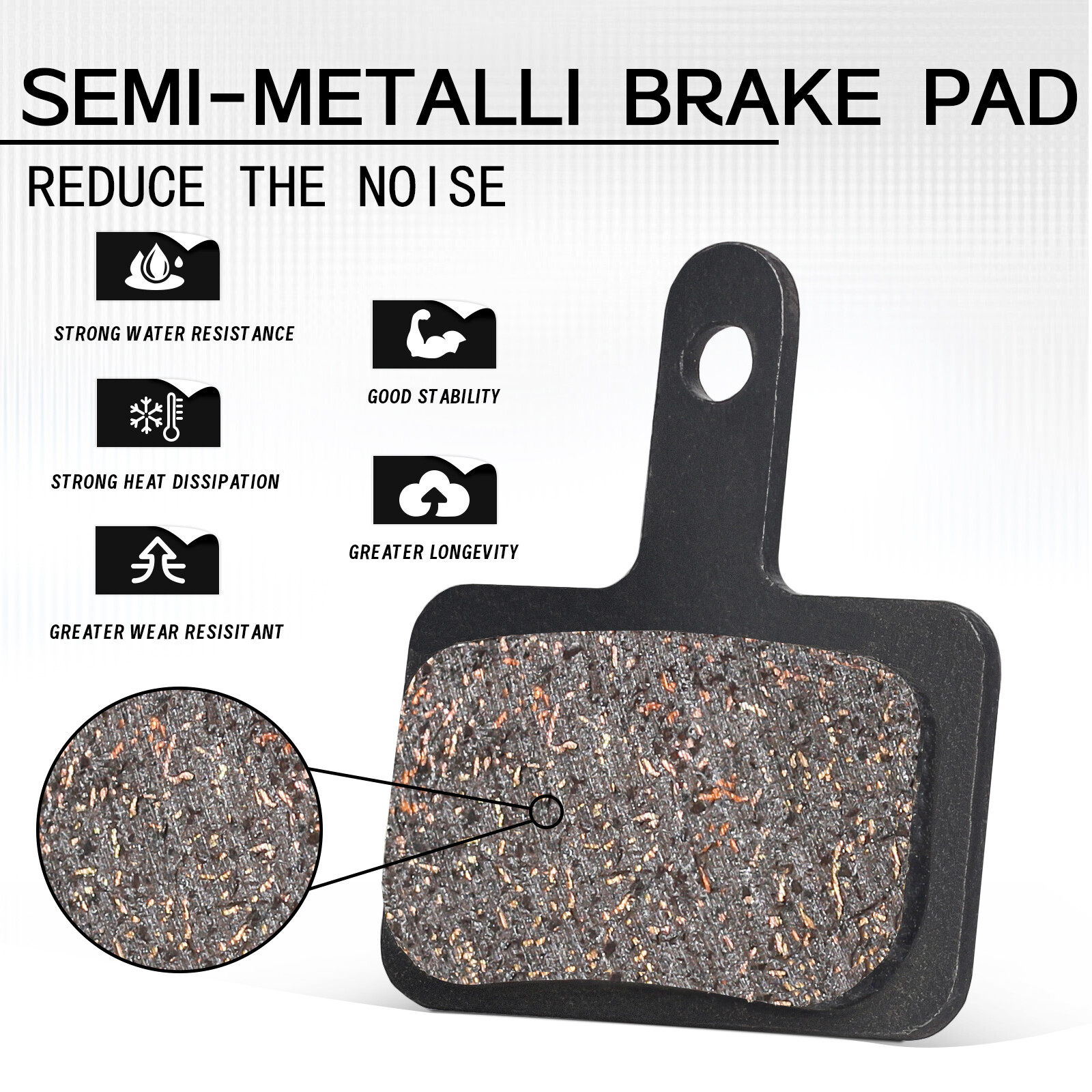 BUCKLOS MTB Bike Semi-Metallic Disc Brake Pad for Shimano B01S B05S Tektro E10