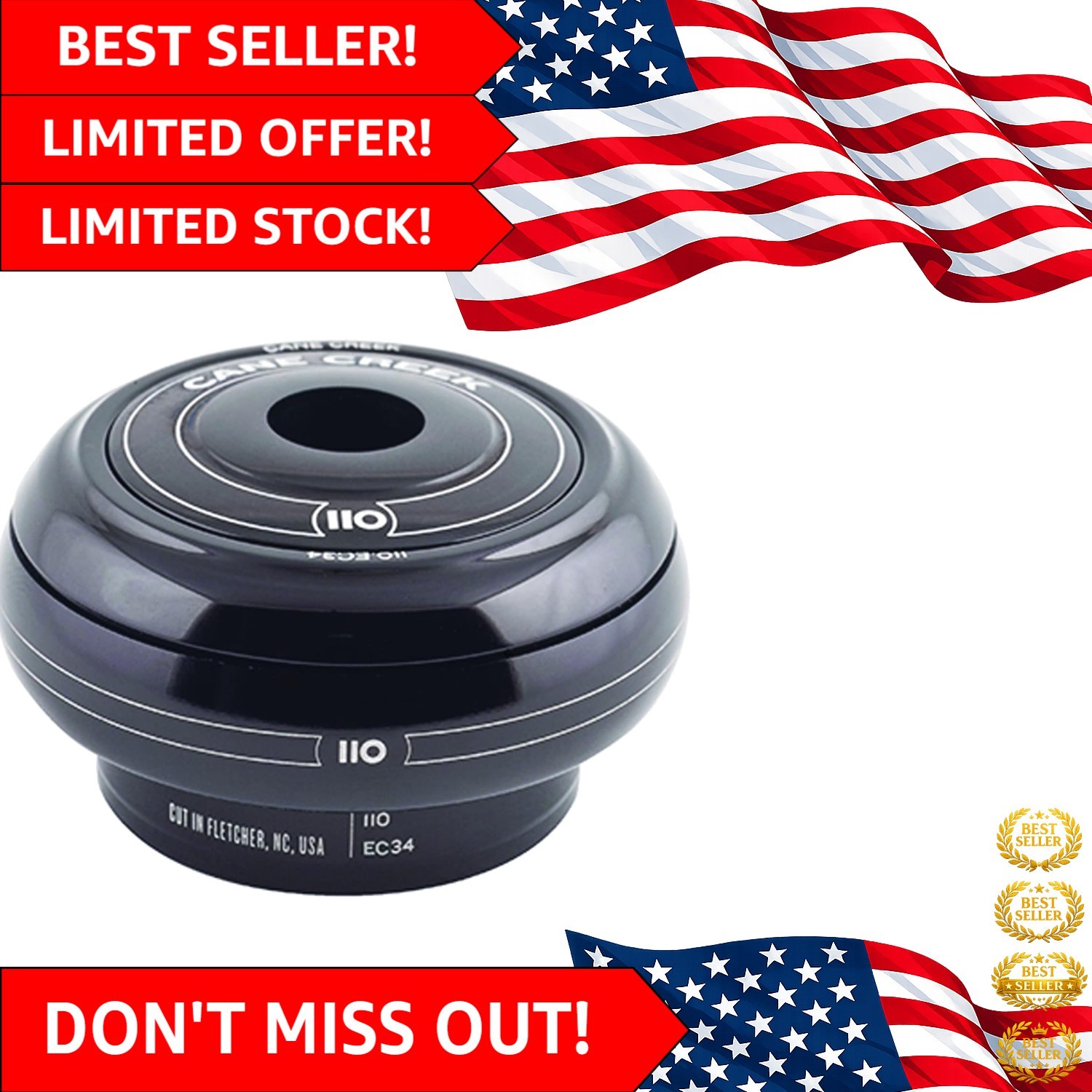 110 H Set Black Bike Headset with Dual-Seal Bearing for Optimal Performance