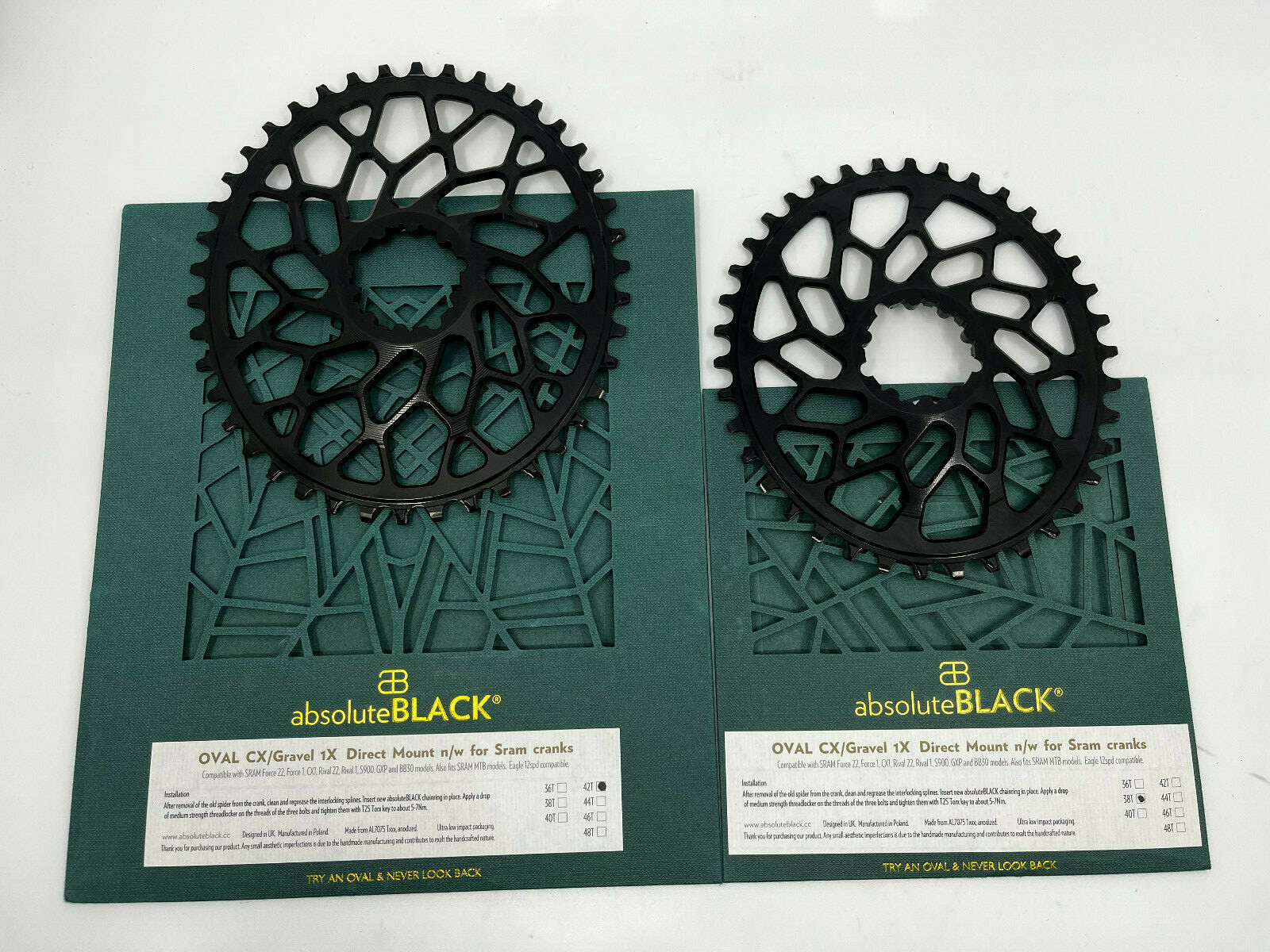 AbsoluteBlack Oval CX/Gravel 1x Direct Mount Chainring For Sram Cranks (Black)