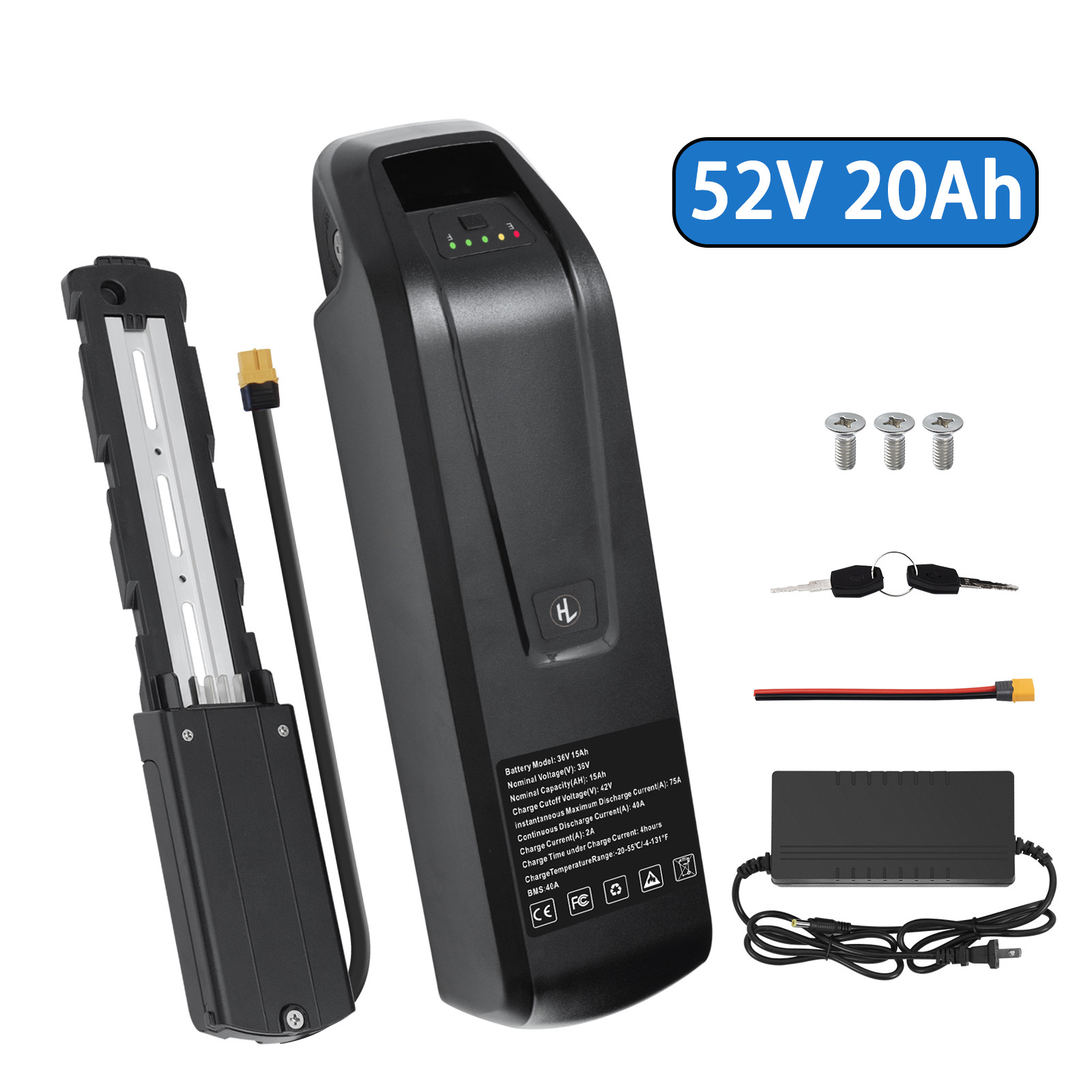 Hailong 52V 20Ah Ebike Battery for 100W-1500W Electric Bike Lithium Battery