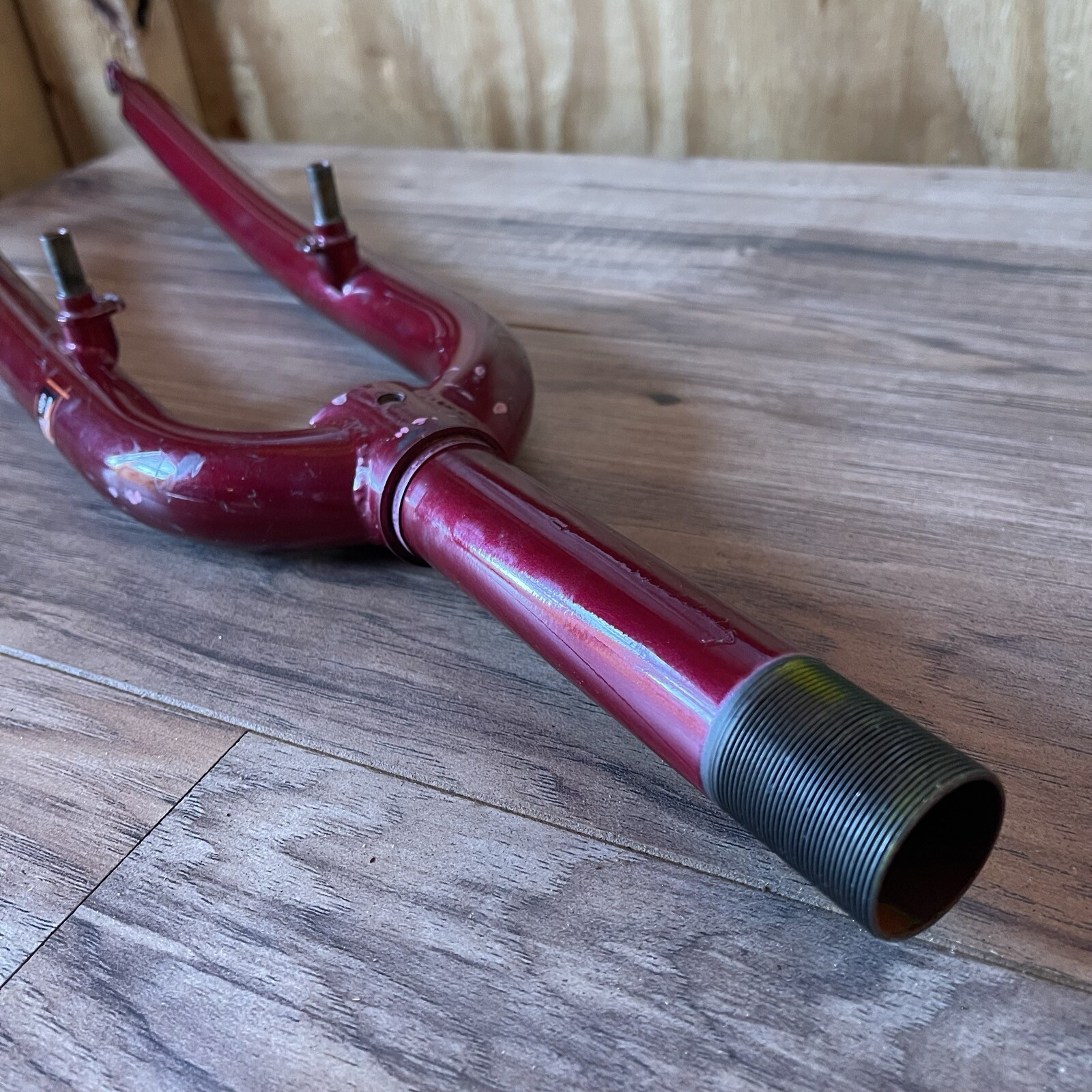 Vintage Chromoly MTB Fork 26 1 1/8 Threaded 136mm 390mm AtoC Dark Red