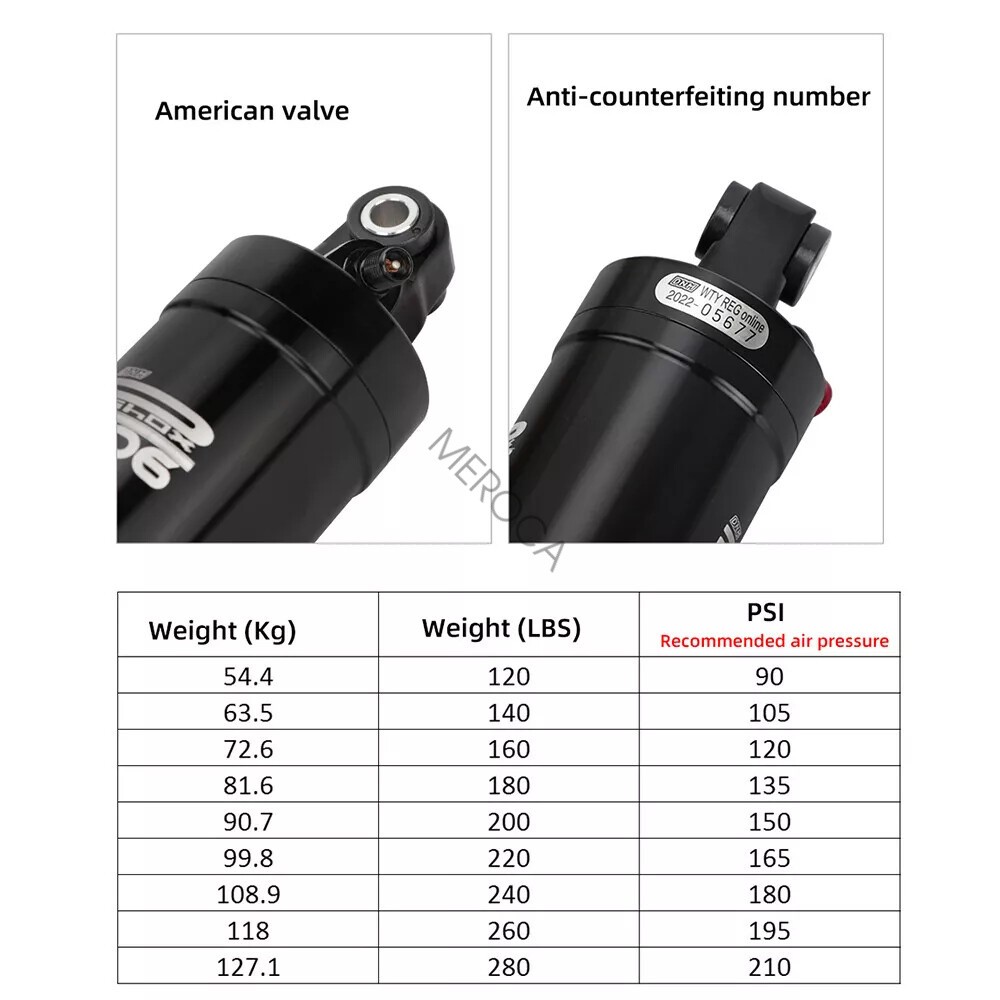 DNM Air Shock Suspension Folding Bike Bicycle Scooter Rear Shock 100/165m