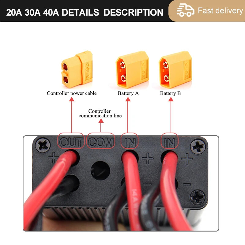 E-bike Battery Module 20A-100A 20V-70V E-bike Dual Battery Connect 40-100V 120A