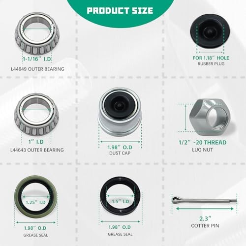 2 Sets 2000lb Trailer Hub Kit 5 Bolt 4.5″ Trailer Hubs 5 Lug Fit 1″ and 1