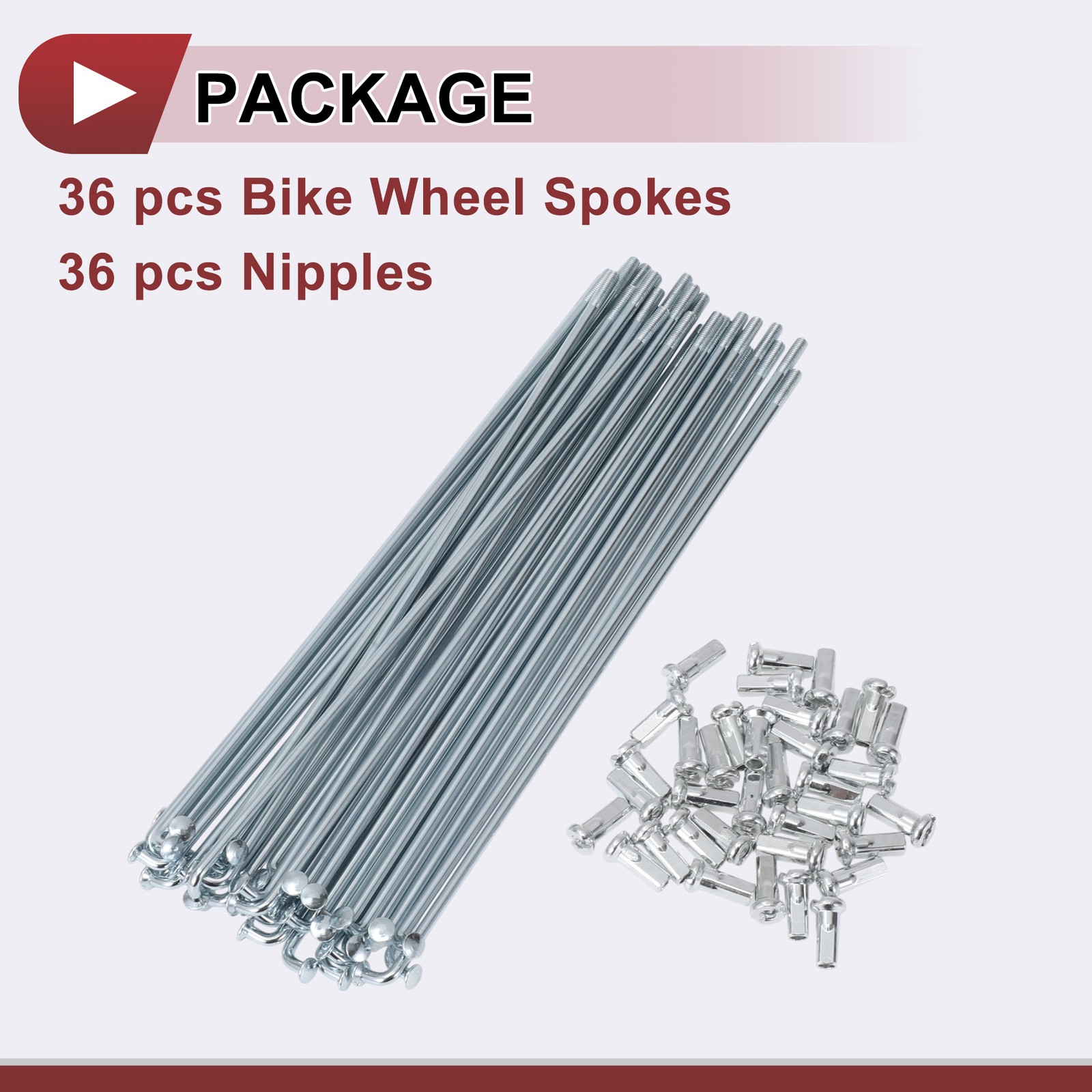 36Set 12G Bicycle Spokes 154mm Bike Wheel Spokes 45 Steel Galvanized Silver Tone