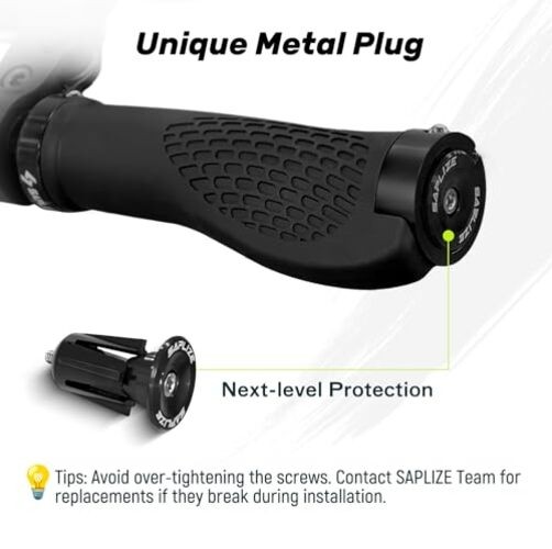 Bike Handlebar Grips, Multi Black, Black Rings, With Aluminium End Caps