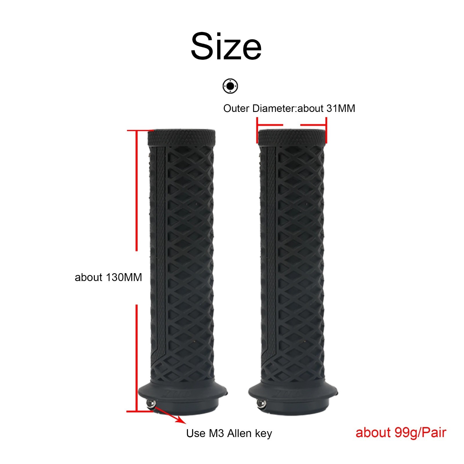 ODI VS-21 MTB Handlebar Grips Lock-On Silicone Waffle Pattern Anti-Slip 130mm