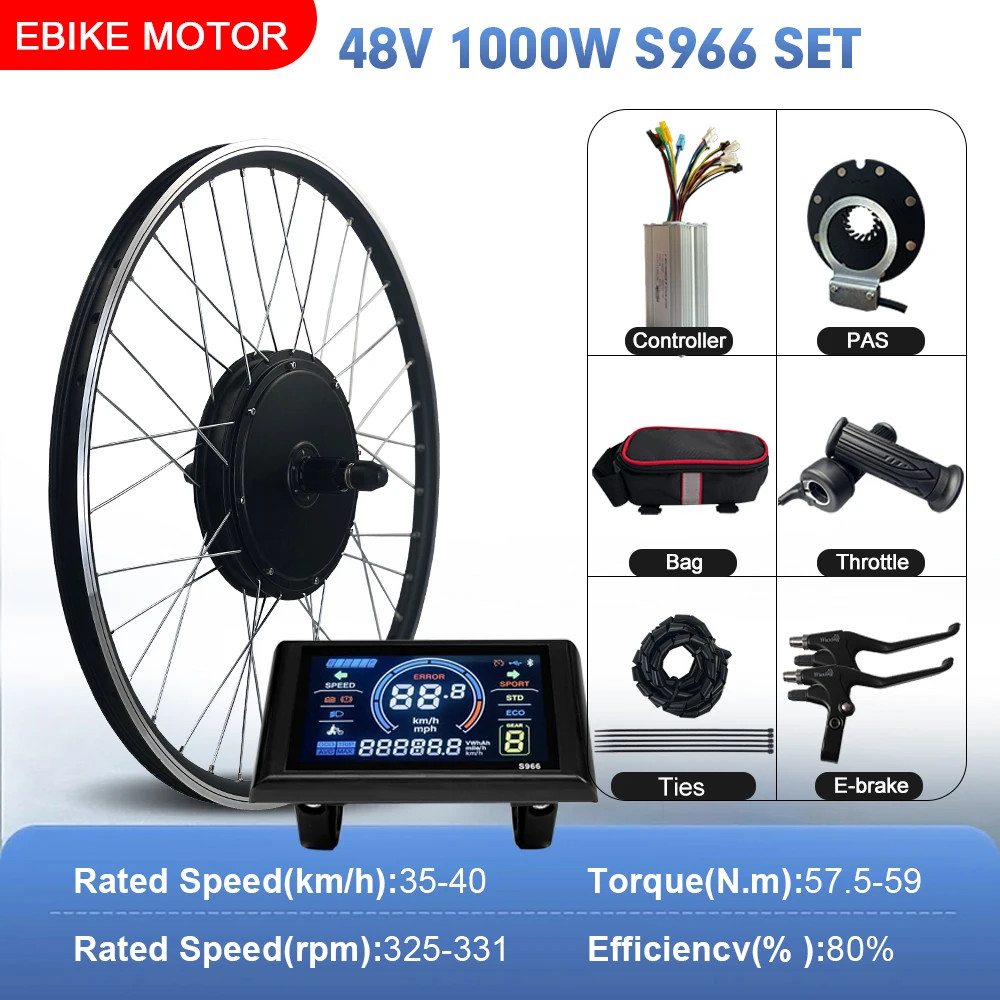 Mountain E-bike Conversion Kit 48V 1000W Brushless Rear Cassette Hub Motor Wheel