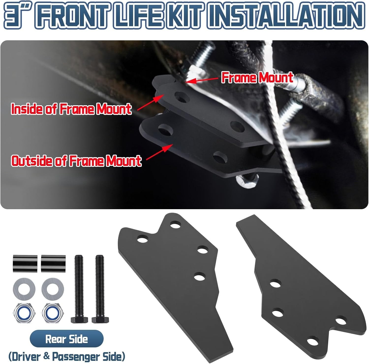 3″ Utv Lift Kit Compatible with Polaris Ranger Front & Rear Bracket Lift, Fit