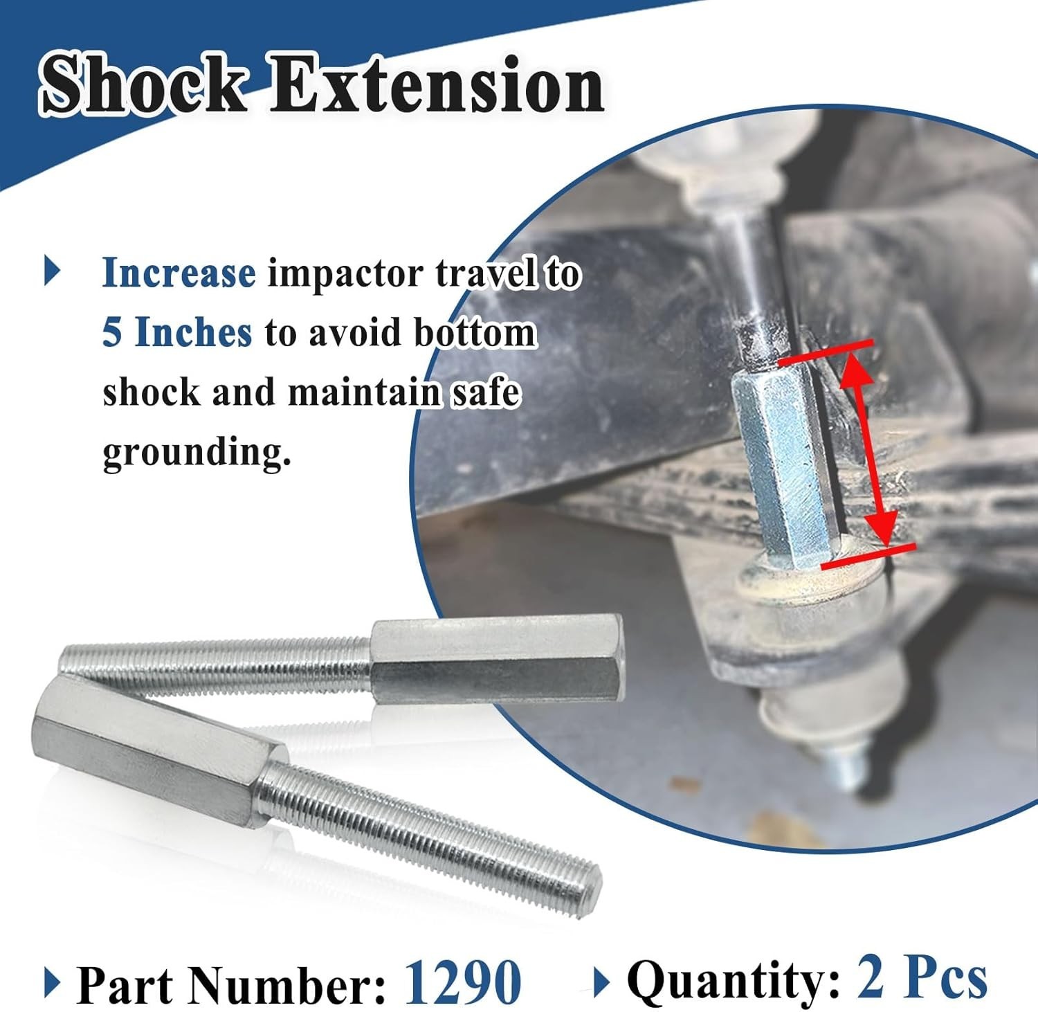 2 Pcs Shock Extension, Length of Shock Extension is 3″, Thread Size 3/8-24 In…