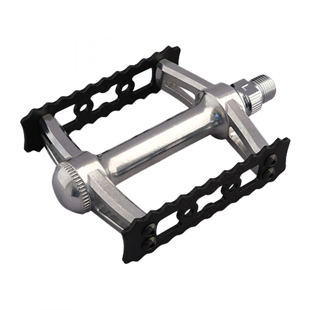 MKS Sylvan Gordito Platform Pedals 9/16″ Grippy Cage Grip Alloy Body Silver/Blk