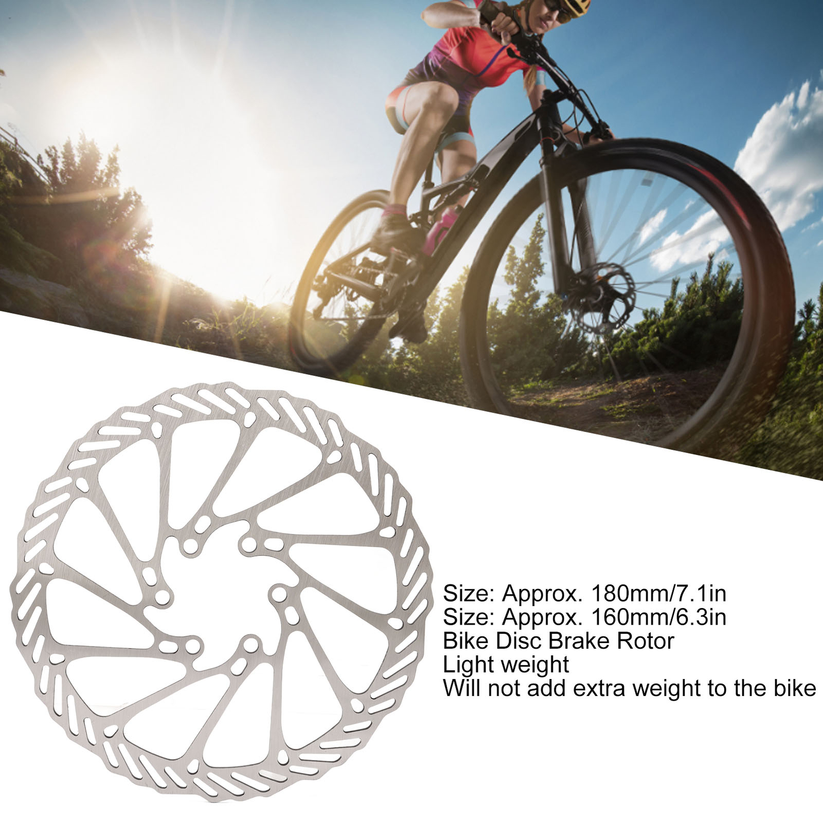 (160mm/6.3in)2 Pcs Bike Disc Brake Rotors Lightweight Fast Heat Dissipation