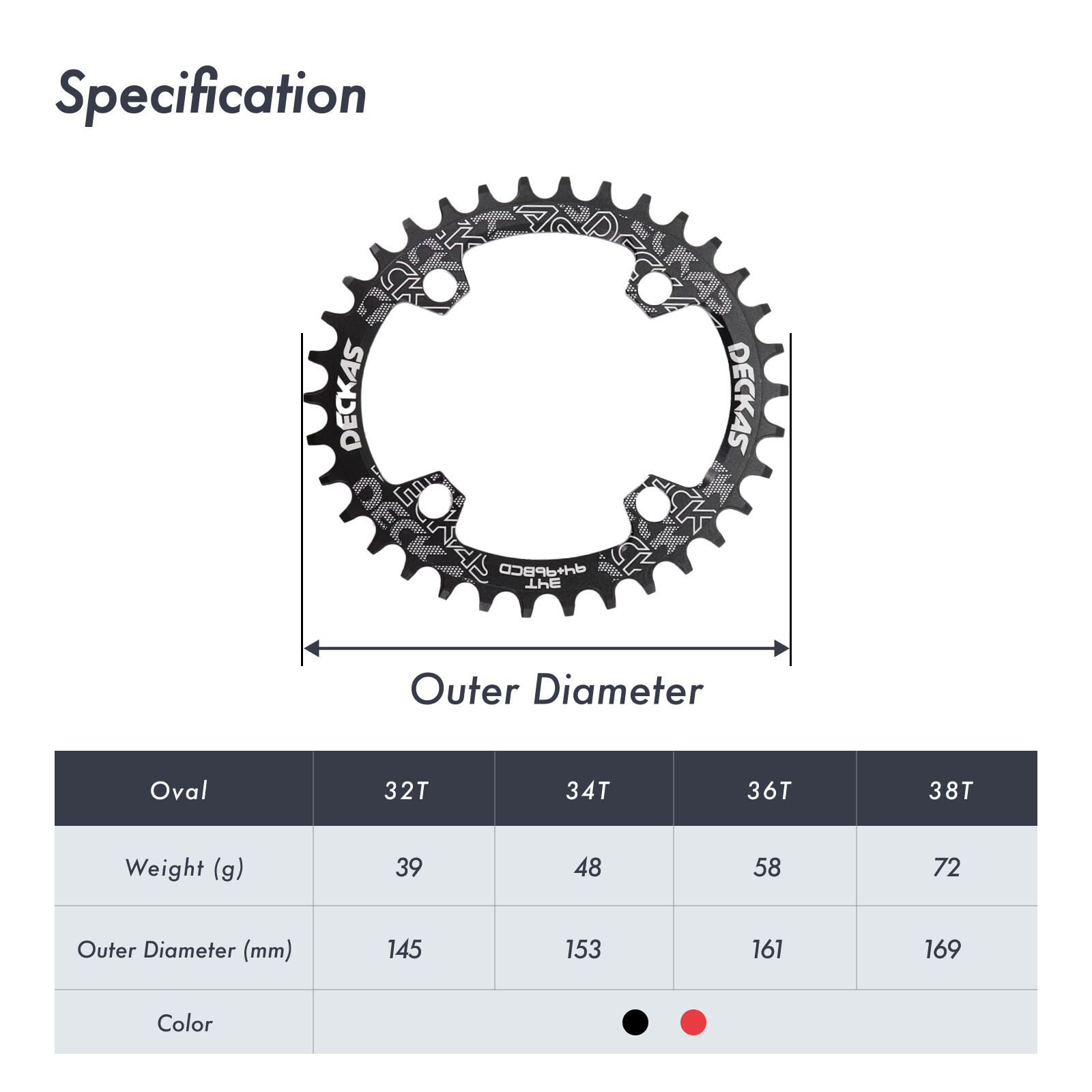 Deckas Chainring 96BCD Round Oval 32t-38t MTB Bike Road M4000 M4050 NX GX Alivio