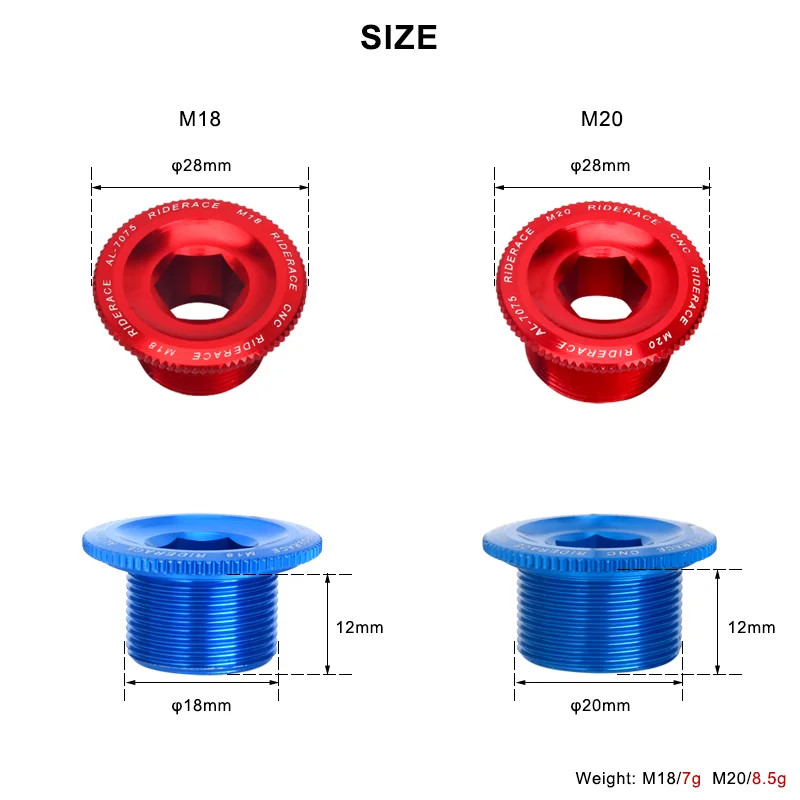 Bike Crank Arm Fixing Bolt Cap Aluminum Alloy MTB Shimano Crank Nut M18 M20