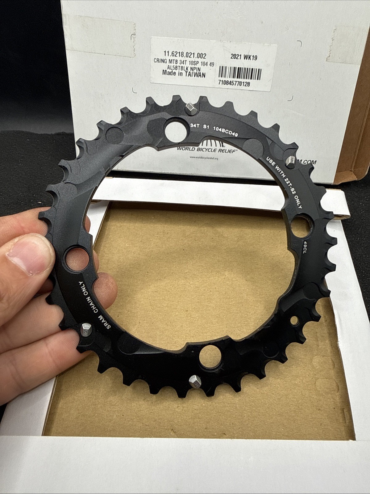 Sram 34 Tooth 10 Speed 104 Bcd Chainring No Pin (9479)-93)