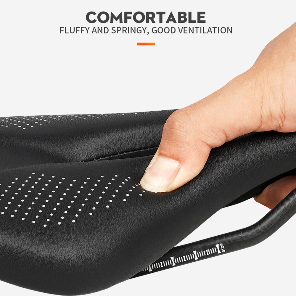 TOSEEK Carbon Rails MTB/Road 143/155mm Bike Saddle Super Light Leather Cushions